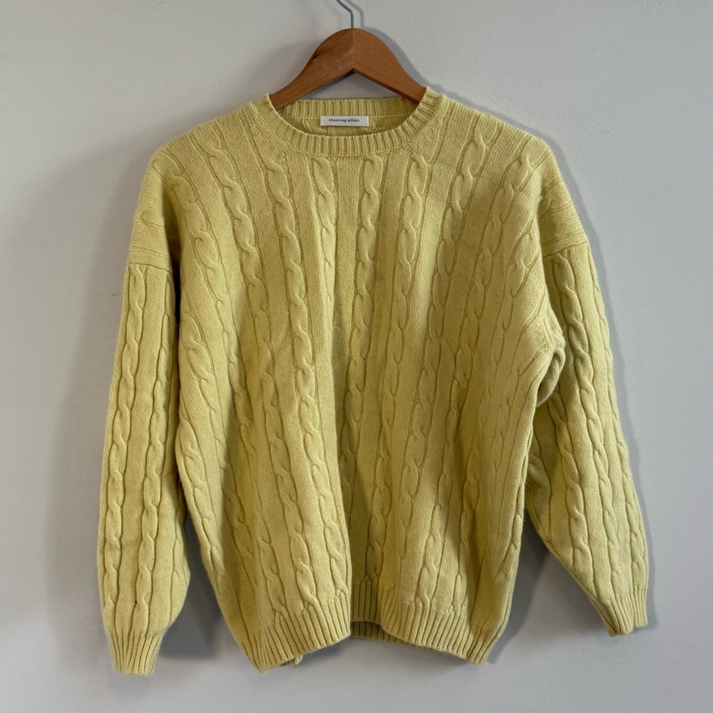 Men's Crewneck Sweater - Yellow Cable Knit